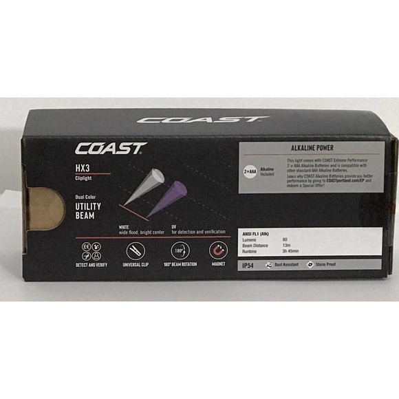Coast HX3 Cliplight 80 Lumens 13m Beam Distance Dual Color Dust Resistance - Picture 3 of 4